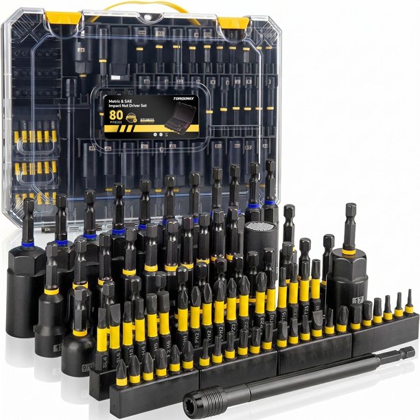 Juego de Destornilladores de Tuercas Torqonix 80 piezas Métricas/SAE de 1/4" Hexagonal