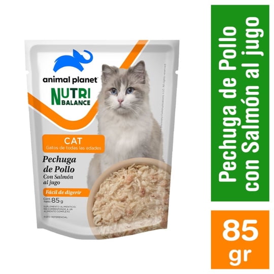 Alimento Húmedo Gato Adulto Sabor Pechuga De Pollo Con Salmón Al Jugo Pouch 85 g Animal Planet