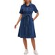 thumbnail image 1 of Vestido de Mezclilla para Mujer INSPIRE CHIC Abotonado de Manga Corta con Cinturón Casual Camisero de Mezclilla XL Azul Oscuro, 1 of 6