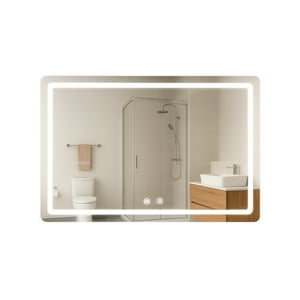 Joytek - Espejo Rectangular Touch Con Luz Led 3 Colores 80 X 60 Cm