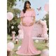 thumbnail image 3 of Vestido Glampunch de maternidad con escote sin hombros para fotos, 3 of 5