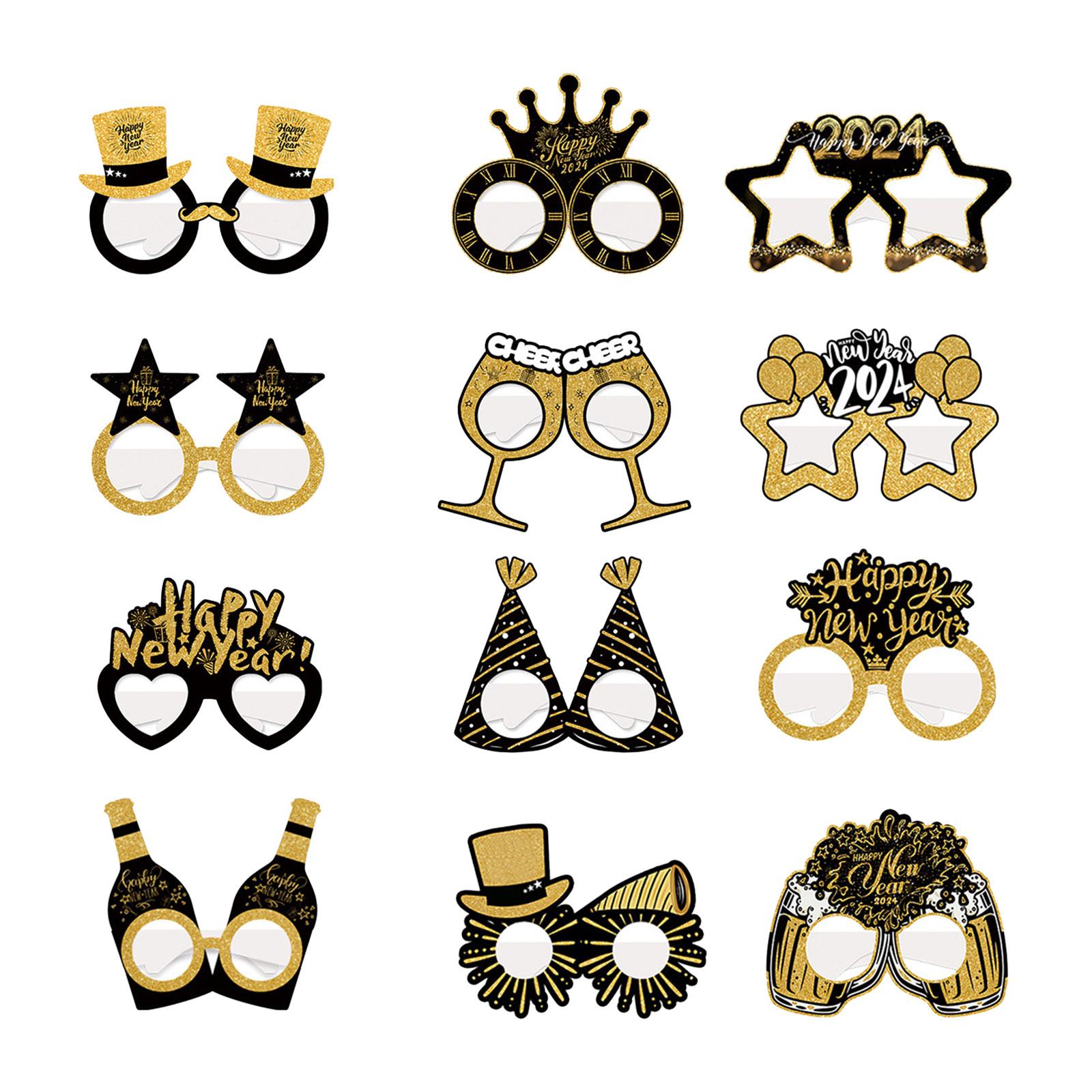 Bothyi - 12 Uds. Anteojos De Año Nuevo Decoración De Año Nuevo Para Suministros De Fiesta Eventos Festival