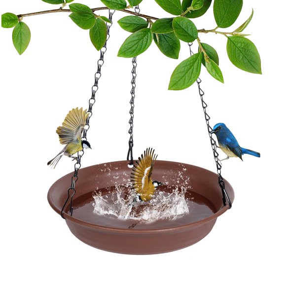Bañera colgante para pájaros VUWEZ 30 cm color chocolate – Paquete de 1 unidad