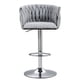 thumbnail image 1 of 360° Fabric cover Swivel Bar Stools Set of 2, Adjustable Counter Height Bar Chairs with Woven Back & Footrest,Silver chromed Bar Stools for Kitchen Island, Cafe, Pub (Gray), 1 of 3