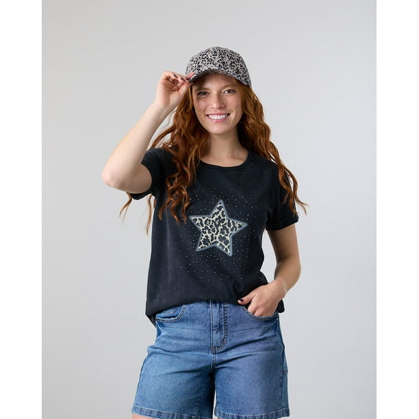 Polera Mujer Star aplicación strass Polemic