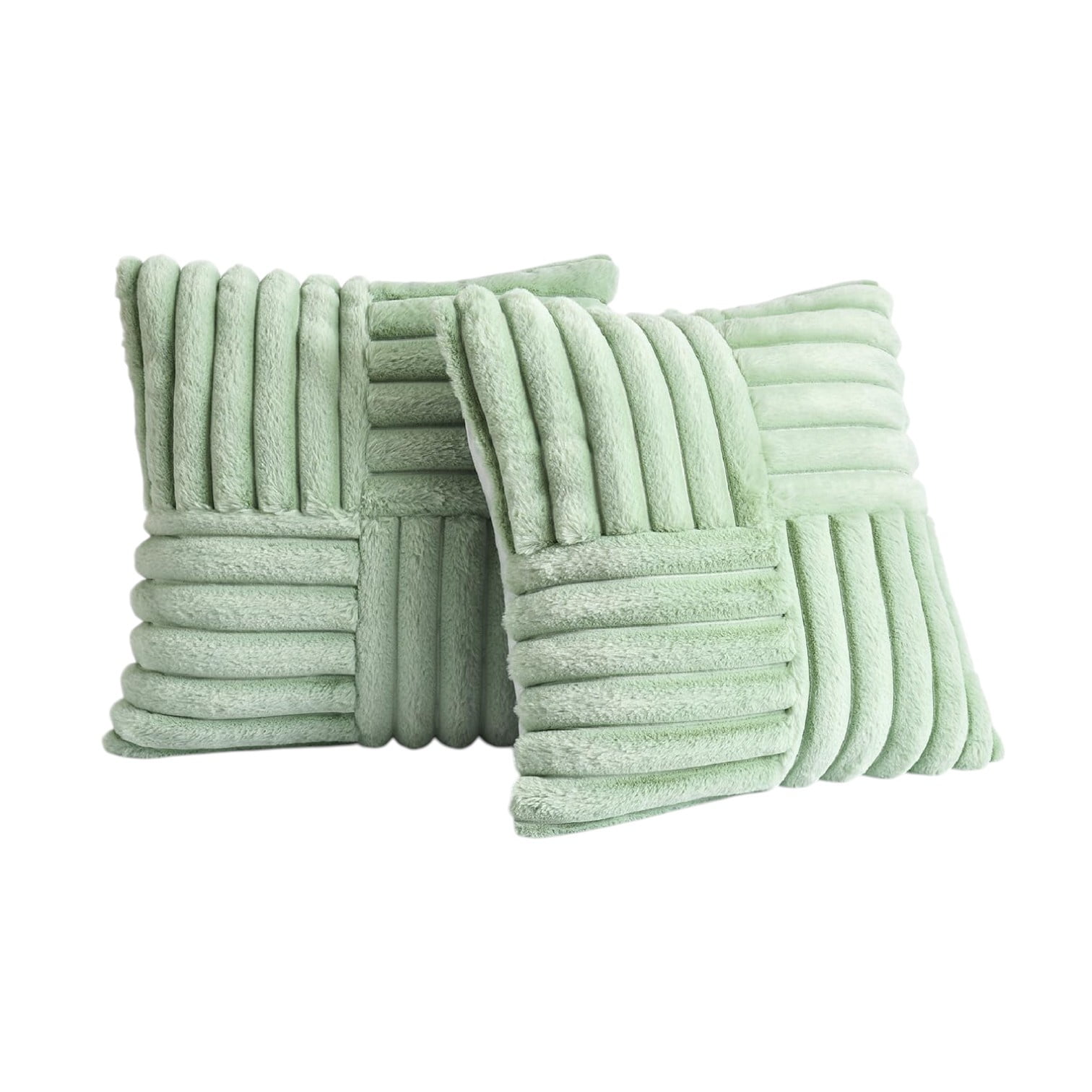 Wyj Hogar - Pack De 02 Fundas De Cojín Pelo De Conejo De Imitación 45x45 Verde