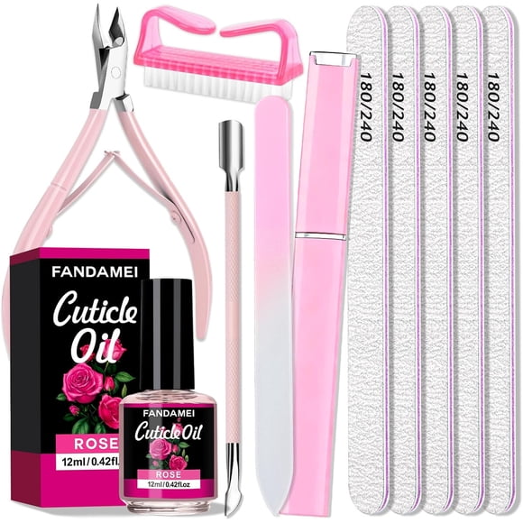Kit Manicure FANDAMEI 7 Piezas Lima Vidrio Aceite Cutícula