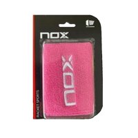 Muñequera Nox Rosa Logo Blanco X2 Tenis/Padel