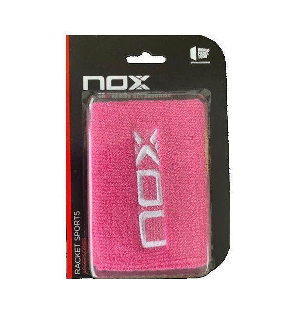 Muñequera Nox Rosa Logo Blanco X2 Tenis/Padel