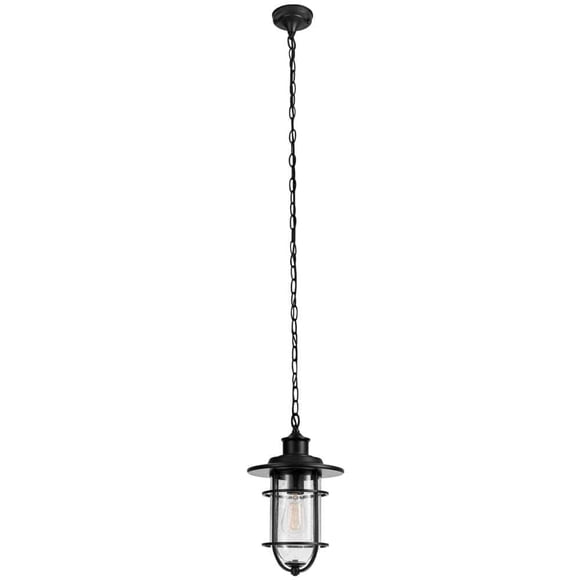Lámpara colgante negra vintage Globe Turner de 1 luz
