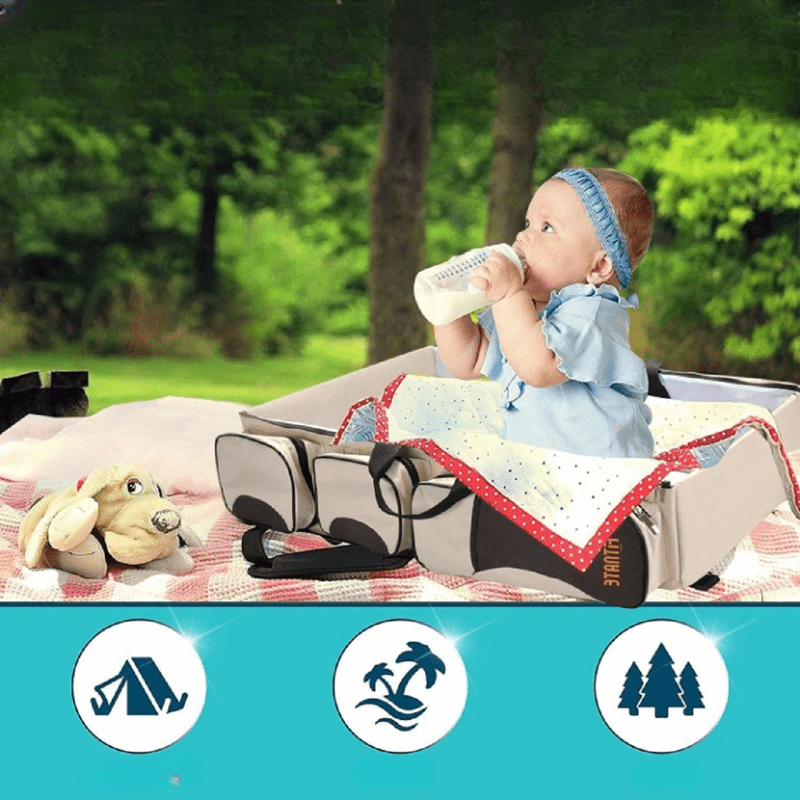 Genérico - Mochila 3en1 Bolso Pañalera Cuna Mudador Portatil Bebe Lau