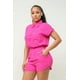 thumbnail image 3 of Saronite Conjunto de Camiseta Holgada de Manga Corta con Bolsillos y Botones y Shorts con Cintura Elástica y Bolsillos Laterales, Rosa (para Mujer), 3 of 5