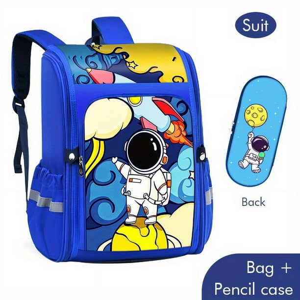 Cartoon Cute Rocket Astronaut School Bag, Laptop Bag, Outdoor Sports Casual Backpack, Travel Backpack Birthday Gift