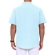 thumbnail image 3 of INSPIRE CHIC Regreso a Clases Camisa Henley para Hombre Cuello Mao Manga Corta Camisa de Lino 3XL Azul Claro, 3 of 5