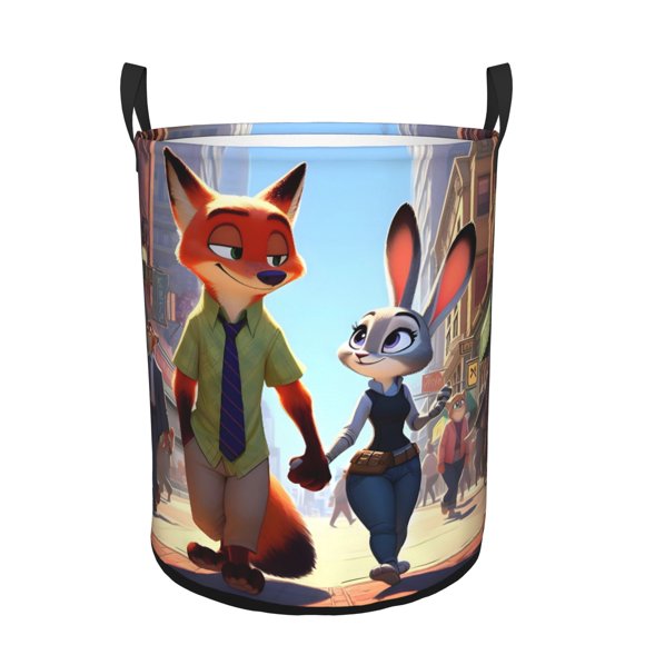 Zootopia Cesta de lavandería de gran capacidad redonda con asa