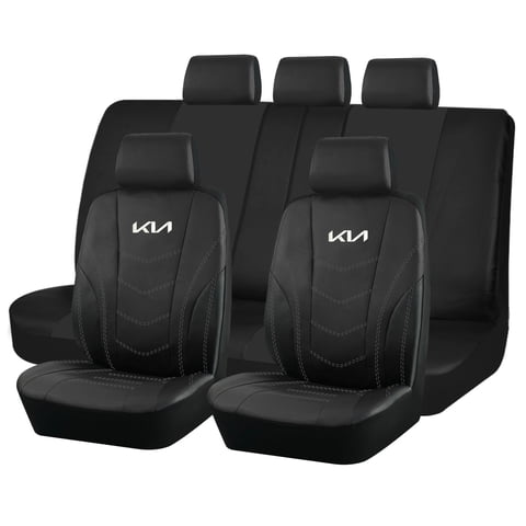 Jj Group - Fundas Asiento Kia Eco Cuero Negro – 9 Piezas Bordadas