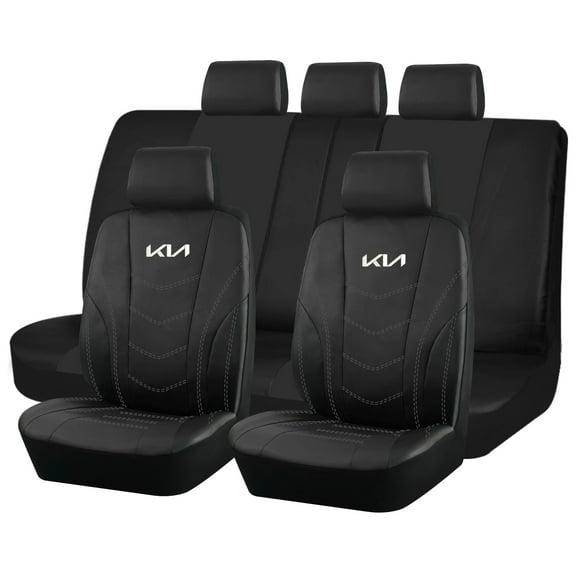 Fundas Asiento Kia Eco Cuero Negro – 9 Piezas Bordadas