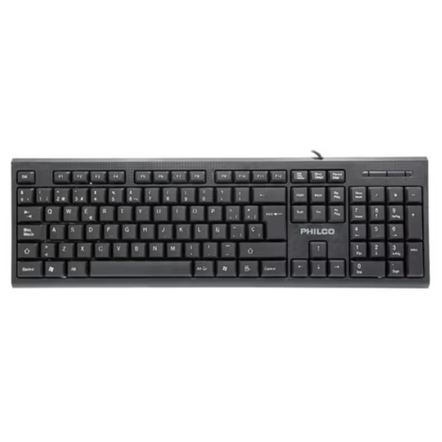Philco - Kit Teclado 104 Teclas Y Mouse 1200dpi 3 Botones Negro