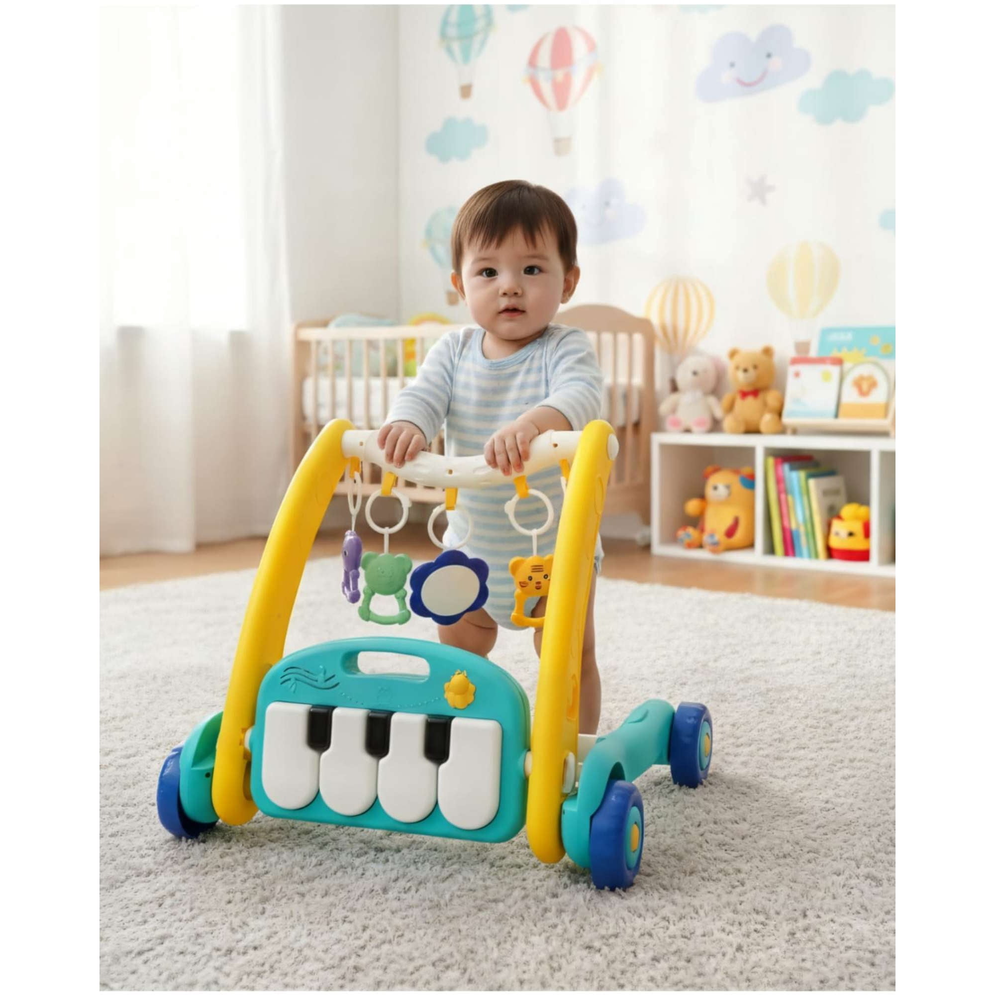 Mylhogar - Andador Ajustable Con Gimnasio Musical Para Bebes