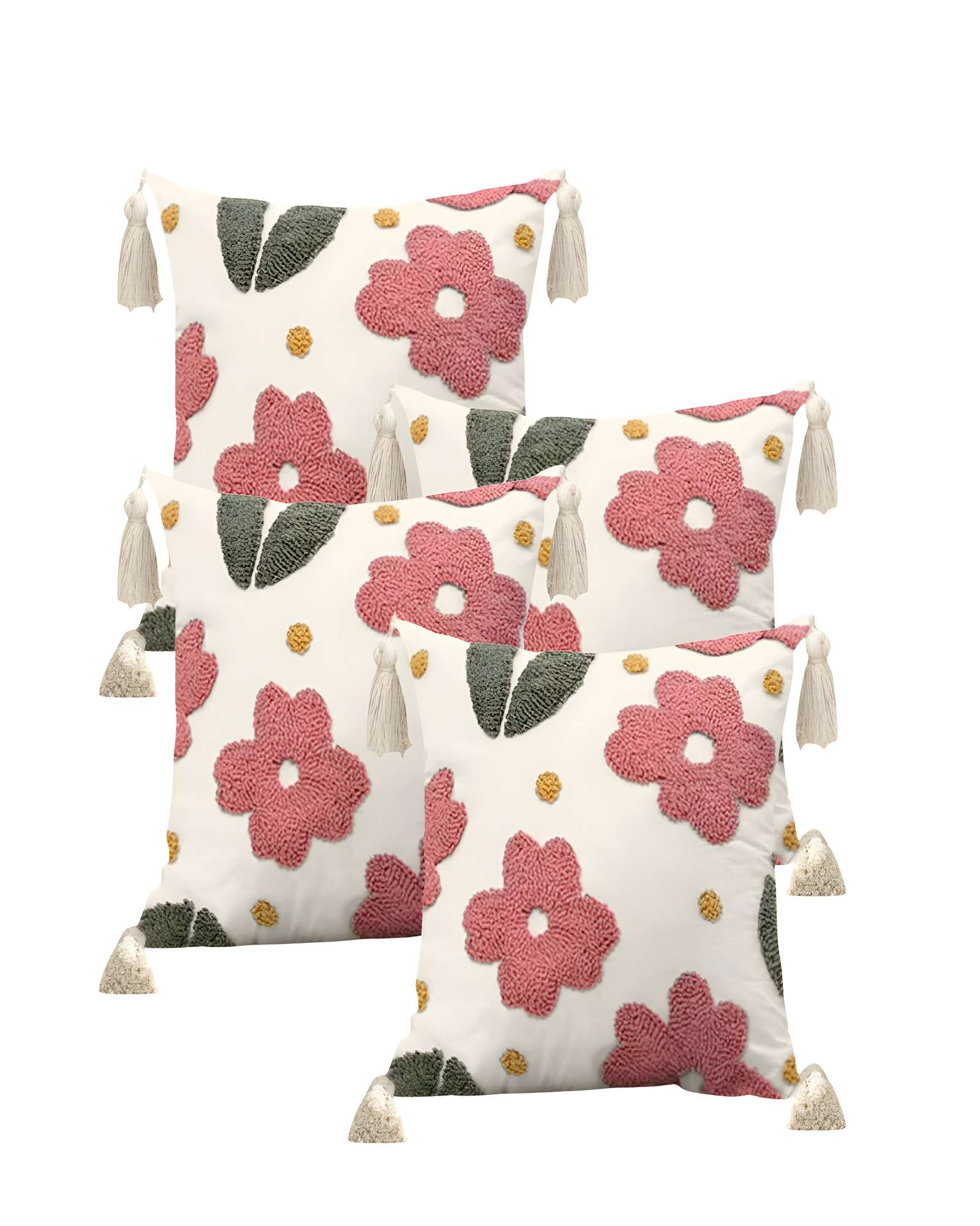 Genérico - Set De 4 Fundas De Cojin Tufting 45X45 Cm Blanco 06