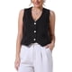 thumbnail image 1 of INSPIRE CHIC Chaleco de Mezclilla para Mujer sin Mangas con Cuello en V y Botones, Corto, Talla S, Negro, 1 of 6