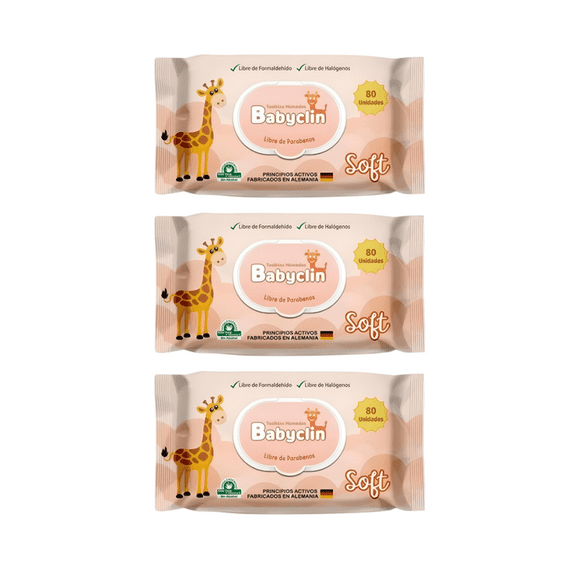 Pack 3 paquetes Toallitas Humedas Babyclin Soft 240 unidades