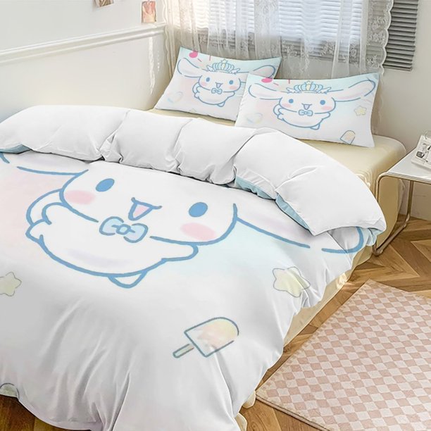 Cinnamoroll 3-Piece Twin Bed Set - Includes 1 Single Comforter And 2 Pillowcases Bedding - Fade Resistant Microfiber - Cinnamoroll
