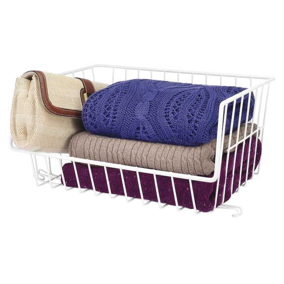Cesta Whitmor blanca apilable 28 × 41 × 19 cm