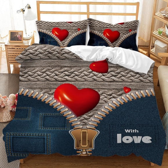 Valentine's Day series 3 Quilt Duvet Cover Set Comforter Cover3-Piece Bedding Set