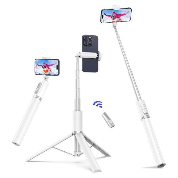 Trípode Para Selfies 68 5 Cm Con Mando Bluetooth Color Blanco