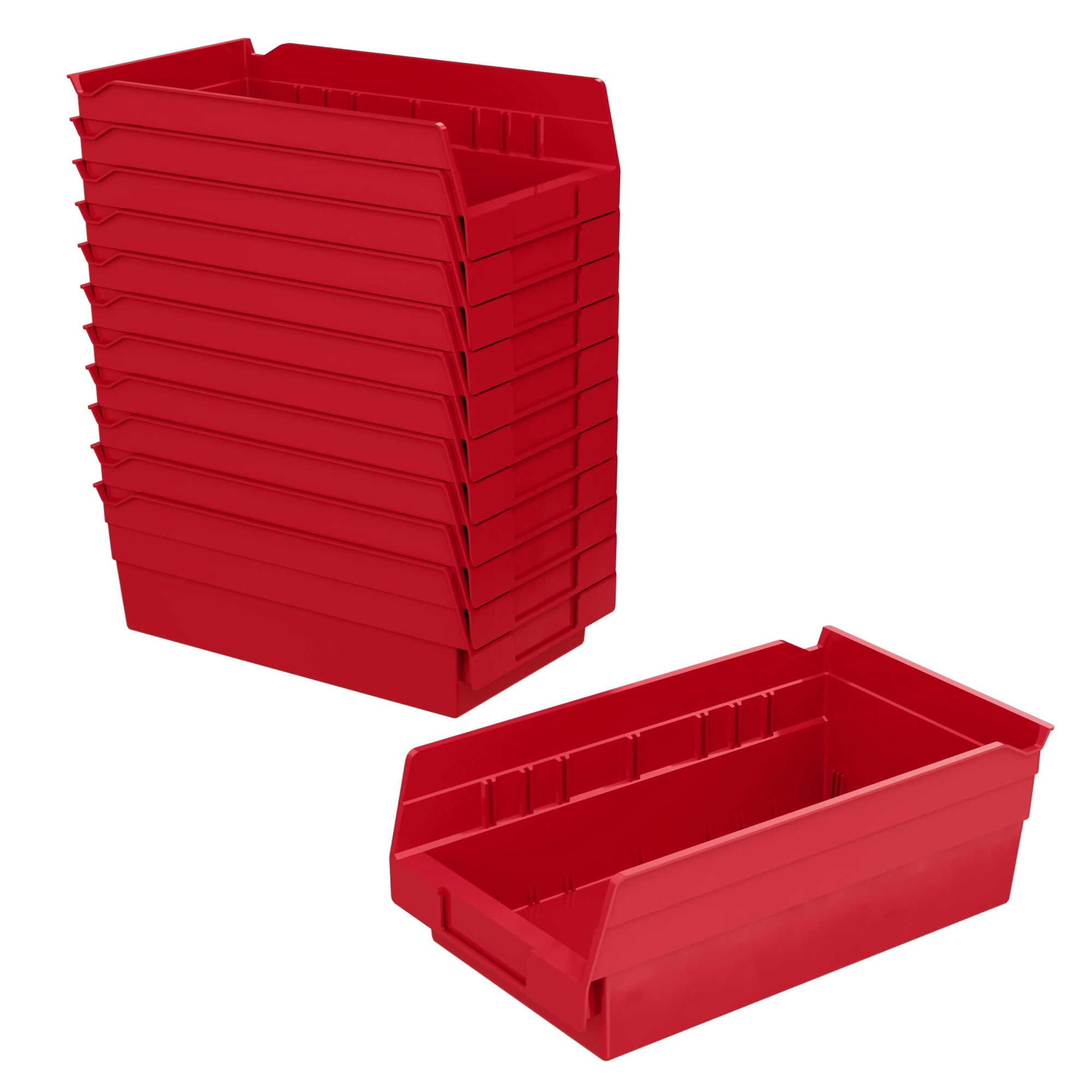 Storage Bins Akro-mils 30130 - Estante De Plástico (12 X 6,5 X 4 Cm), Color Rojo, Paquete De 12