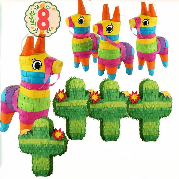Paquete GIFTEXPRESS de minipiñatas con forma de burro y cactus, 8 unidades