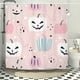 thumbnail image 1 of 1pc Waterproof and Mildew-Proof Pink Halloween Pumpkin Pattern Shower Curtain with 12 Hooks - Machine Washable Bathroom Decor for Windows - 71x71in, 1 of 4
