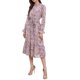 thumbnail image 4 of INSPIRE CHIC Vestido de Mujer Floral Cuello Simulado Volante Manga Larga Chifón Flowy Vestidos Midi Línea A Rosa L, 4 of 6
