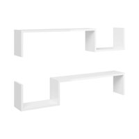 Importclick - Juego Repisas Flotantes Madera Geo Blanco 95X45X15 Cm