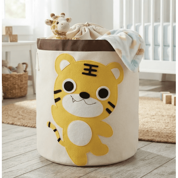 Canasto Organizador de Juguetes Infantil Tigre Plegable 46x44 cm Cesta de Ropa