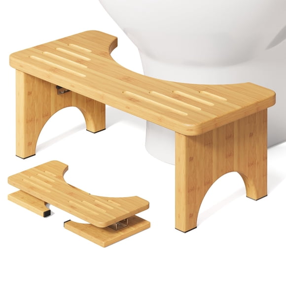 Taburete de inodoro Osivaex, postura en cuclillas, plegable, madera de bambú
