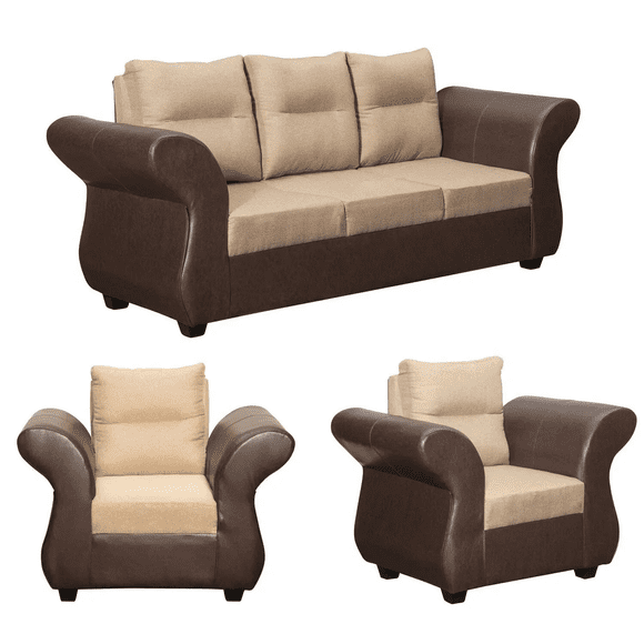 Juego De Living Zara 311 Tela pu Beige