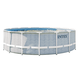 Piscina Estructural Intex Prisma Frame Chevron Set 488X122 Cm + Bomba + Escalera + Cobertor + Base