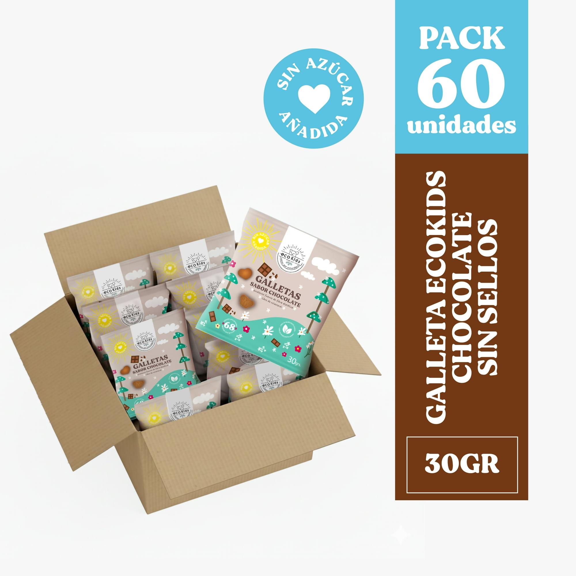 Ecovida S.a - Galleta Ecokids Sin Sellos Chocolate 30gr - Caja 60 Und