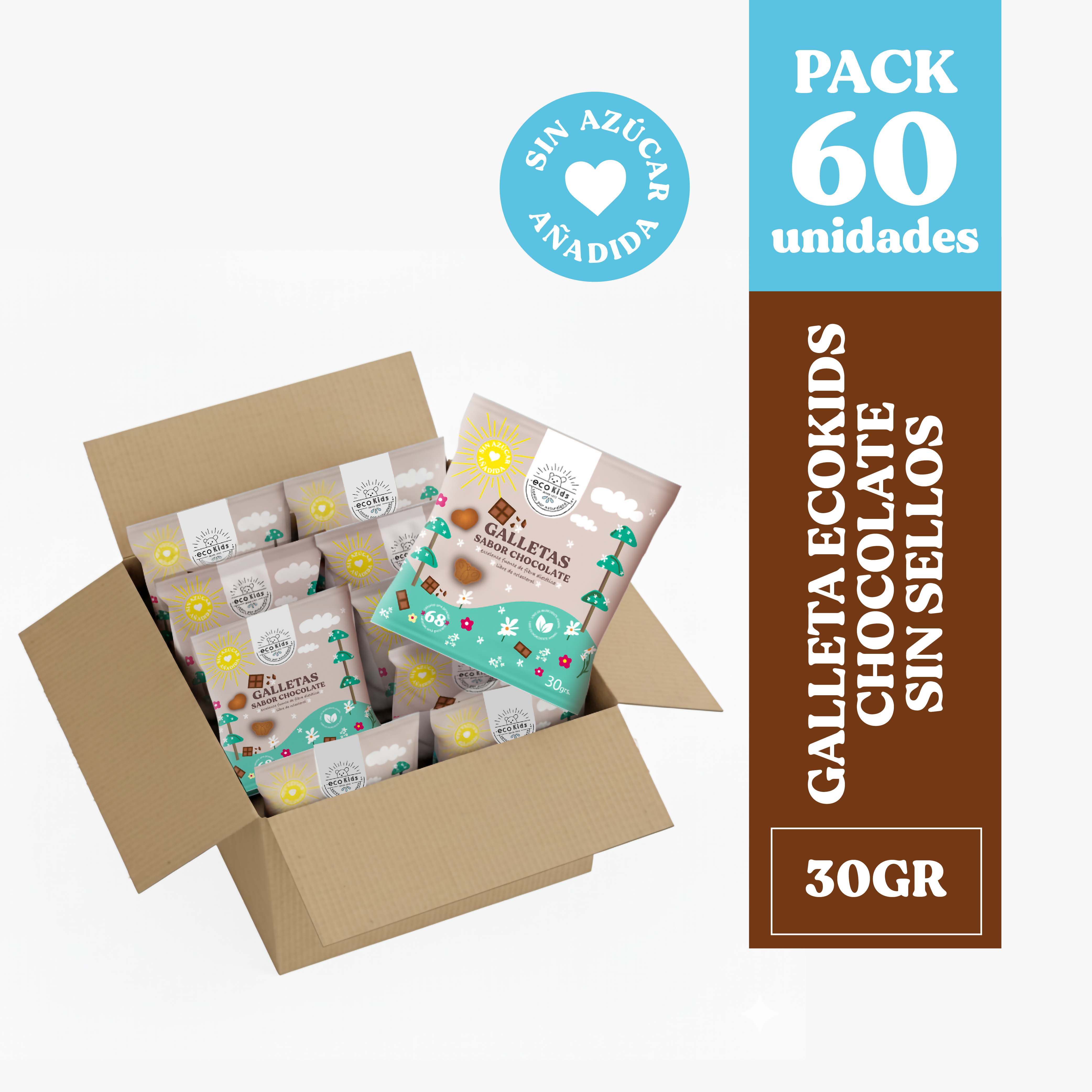 Ecovida S.A - Galleta Ecokids Sin Sellos Chocolate 30Gr - Caja 60 Und