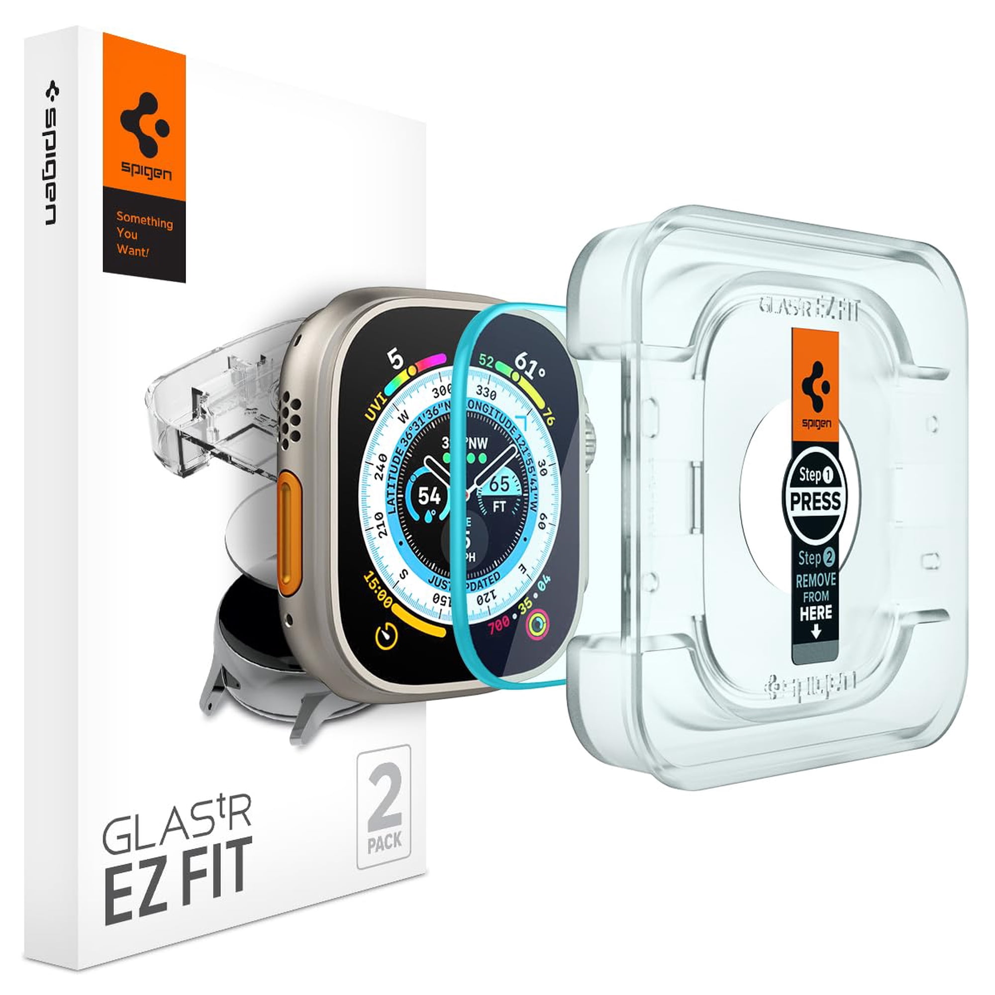 Protector De Pantalla Spigen Ez Fit De Vidrio Templado Para Apple Watch Ultra 2, Apple Watch Ultra (49 Mm), Paquete De 2