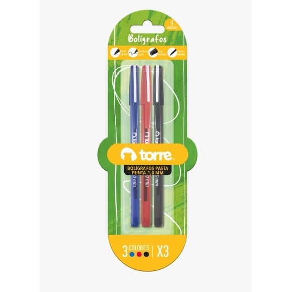 Lápices Pasta 1.0 mm, Pack 3 Un