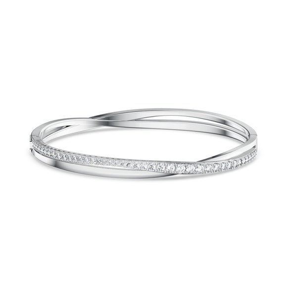 Brazalete Swarovski Hyperbola para mujer con cristales de Swarovski transparentes sobre una montura con acabado de rodio, talla M