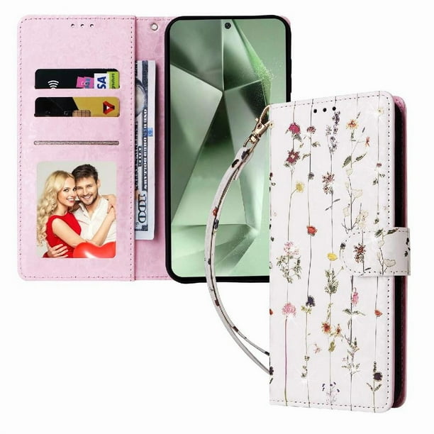 FOXDOCK Funda Tipo Cartera Floral para Samsung Galaxy A17 4G/5G ,Funda con Tapa de Cuero PU, Protección Antigolpes con Ranuras para Tarjetas y Soporte