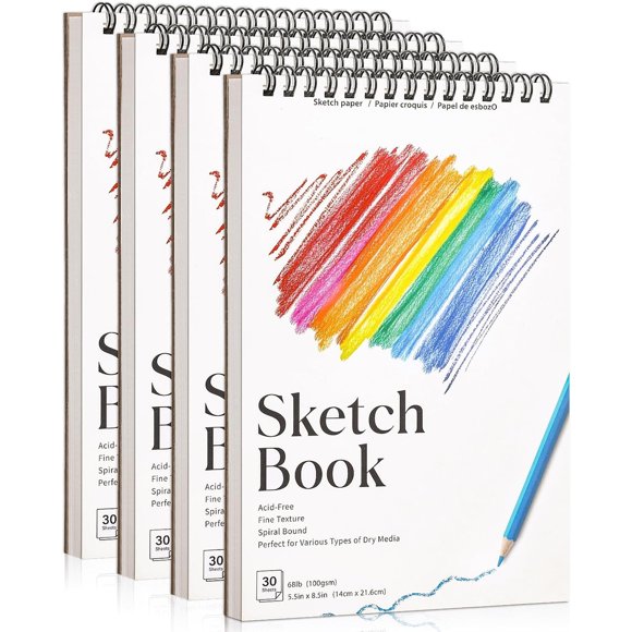 Sketchbook Prudiut Pack 4 14 x 21.6 cm 100 gsm 30 hojas