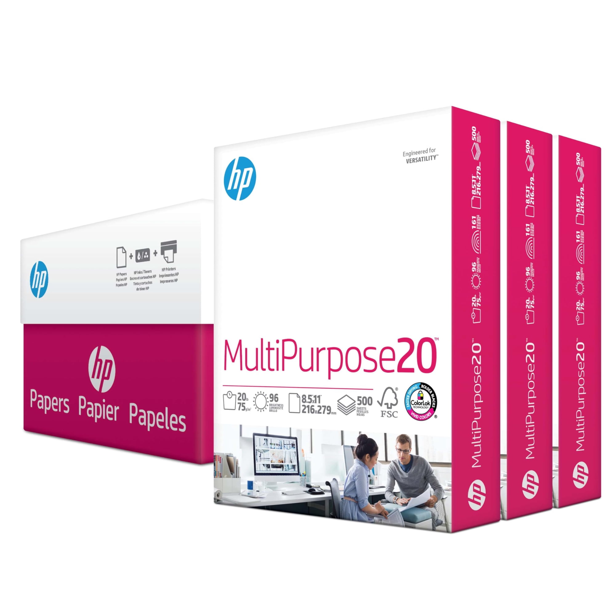 Hp Papers - Papel Para Impresora Hp Multipurpose, 20 Libras, 8,5 X 11, 1500 Hojas