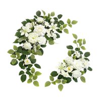 Magideal - Juego De 2 Flores De Arco De Boda, Arreglo Floral, Decoración De Boda, Flor Artificial Para Recepción, Adorno Para El Hogar Del Día De San Valentín Blanco