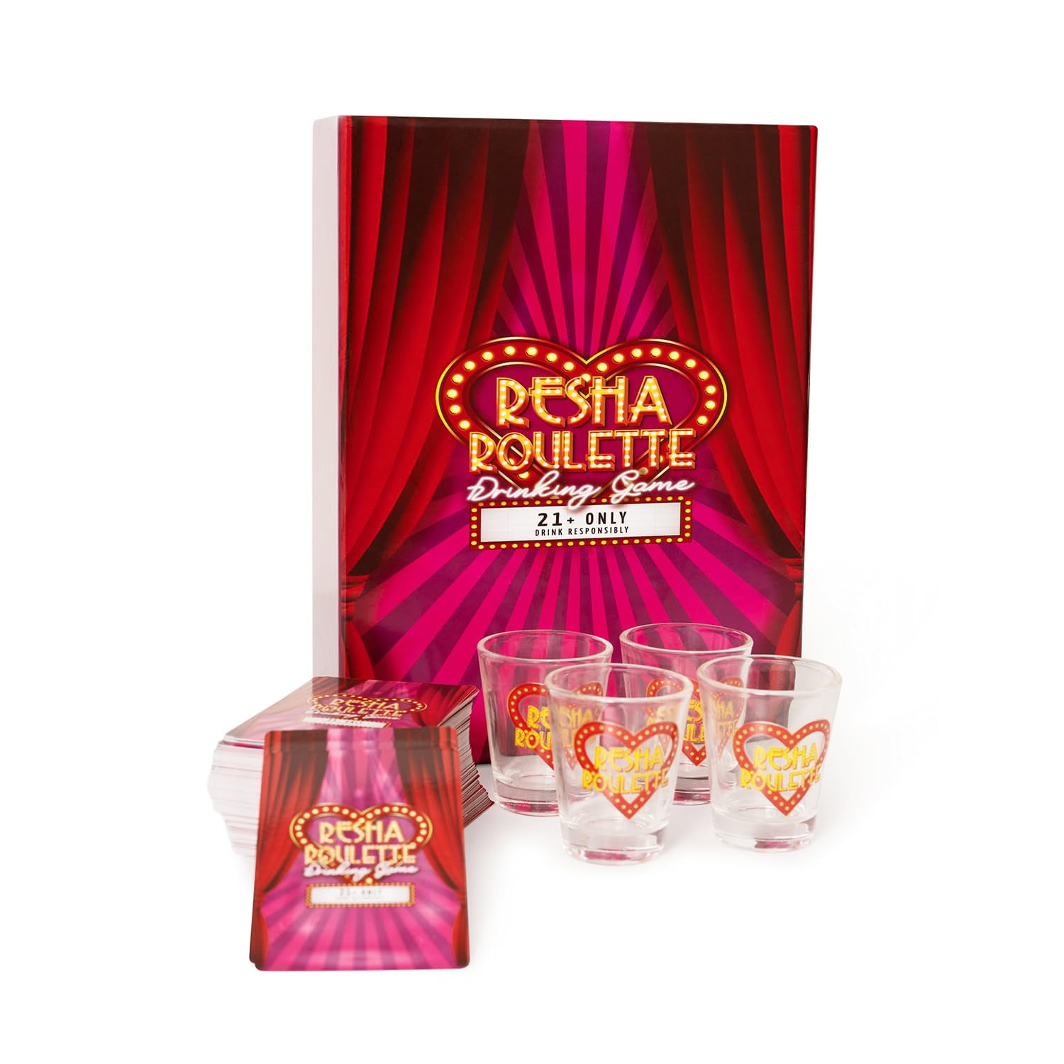 Juego De Cartas Para Beber Caresha Please Resha Roulette Con 4 Vasos De Chupito