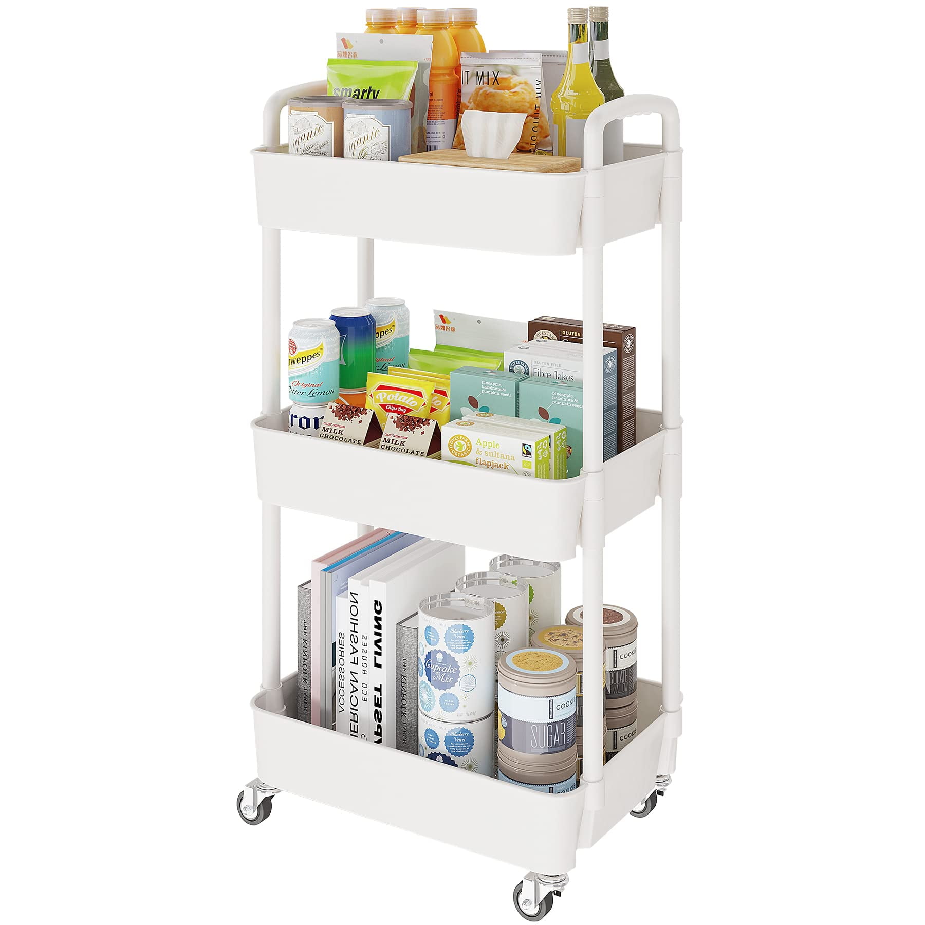 Laiensia - Carrito Rodante Lainesia De 3 Niveles Con Ruedas Para Cocina Y Baño